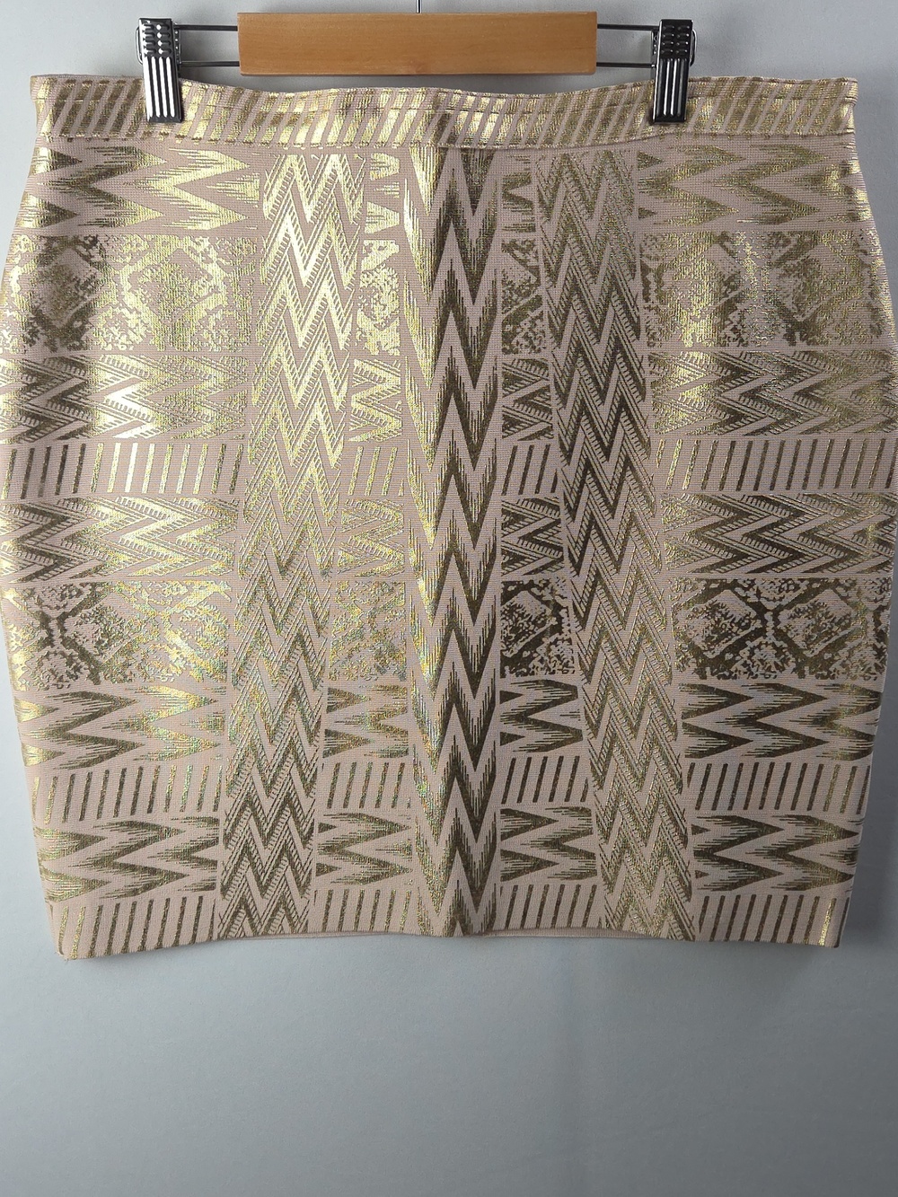 Bodycon High Waist Metallic Geometric Straight Pencil Mini Skirt Sz 2XL